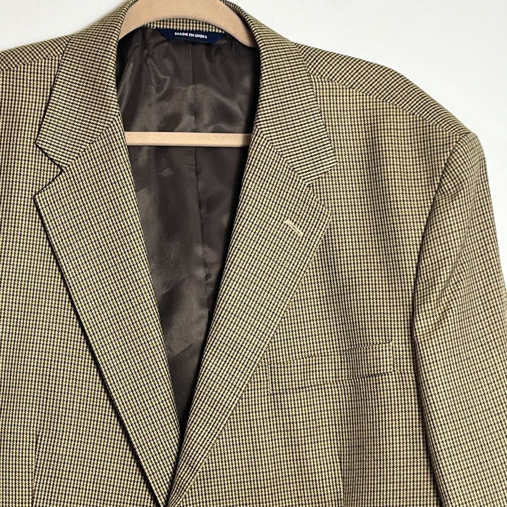 Croft & Barrow Mens 46 Med Reg Houndstooth Two Button Blazer Jacket Sport Coat